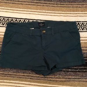 American Eagle teal twill shortie shorts 14